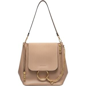 Vera Pelle Made in Italy Leather Suede Convertible Backpack Shoulder Bag Beige